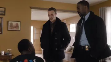 Schott NYC Slim Fit Wool Blend Peacoat worn by Vincent Riley (Reid Scott) as seen in Law & Order (S25E11)