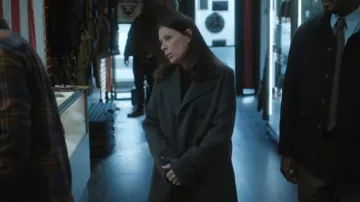 VInce Wool Blend Double Breasted Longline Coat worn by Jessica Brady (Maura Tierney) as seen in Law & Order (S25E14)