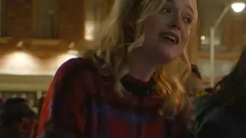 Margos Got Money Troubles Elle Fanning Plaid Sweater of Margo Millet (Elle Fanning) in Margo's Got Money Troubles
