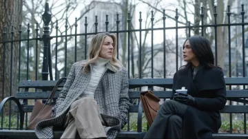Vince Plaid Wool Blend Coat worn by Sarah Chase (Whitney Kimball Long) as seen in Law & Order (S25E18)