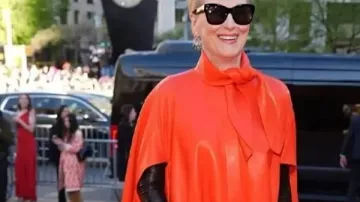 The Devil Wears Prada 2 Meryl Streep Red Cape Coat worn by Miranda Priestly (Meryl Streep) as seen in The Devil Wears Prada 2