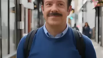 Ted Lasso S04 Jason Sudeikis Blue Sweatshirt worn by Ted Lasso (Jason Sudeikis) as seen in Ted Lasso (S04)