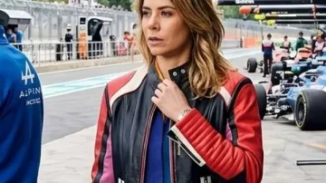 Motorvalley 2026 Giulia Michelini Leather Jacket worn by Elena Dionisi (Giulia Michelini) as seen in Motorvalley (S01)