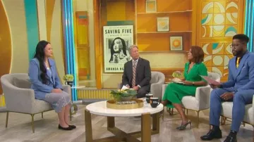 Veronica Beard Miller Pinstripe Dickey Jacket worn by Amanda Nguyen as seen in CBS Mornings on  April 28, 2026