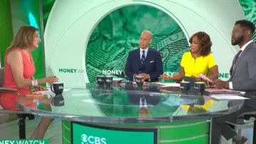Vestido Boss Dasala llevado por Jill Schlesinger visto en CBS Mornings el 8 de mayo de 2026