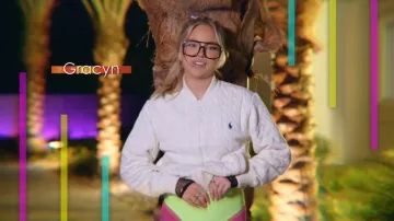 RLX Ralph Lauren Cable Stitch Hybrid Baseball Jacket worn by Gracyn Blackmore as seen in Love Island: Beyond the Villa (S02E04)