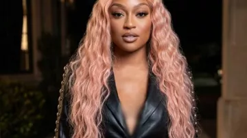RHOA Temporada 17 Drew Sidora Black Leather Blazer como se ve en The Real Housewives of Atlanta