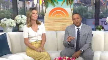 Reiss Marcy Scalloped Rib Knit Top worn by Savannah Guthrie as seen in Today on May 12, 2026