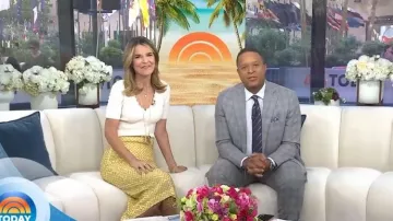 Falda Midi con cuentas Veronica Beard Allora llevada por Savannah Guthrie, vista en Today on May 12 May 2026