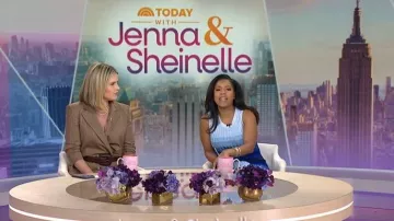 Cinturón de cuero con hebilla de Veronica Beard Elsy llevado por Jenna Bush Hager visto en Today with Jenna & Sheinelle el 13 de mayo de 2026