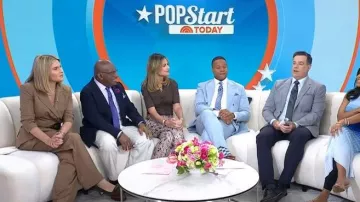 Veronica beard Rimini Striped Wide-Leg Pants worn by Jenna Bush Hager as seen in Today on May 13, 2026