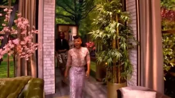 Tory Burch Silk Jacquard Skirt worn by Kara Young as seen in The View on May 11, 2026
