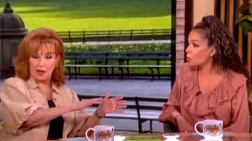 Ulla Johnson Liese pleated Silk Satin Blouse worn by Sunny Hostin as seen in The View on May 12, 2026
