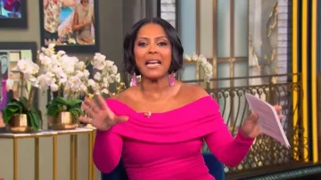 Carolina Herrera Off-the-shoulder Ruched Stretch-jersey Midi Dress worn by Tamron Hall as seen in Tamron Hall Show on April 30, 2026