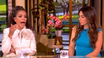 Sandro Satin Jacket with Flower Detail worn by Sunny Hostin as seen in The View on  May 15, 2026