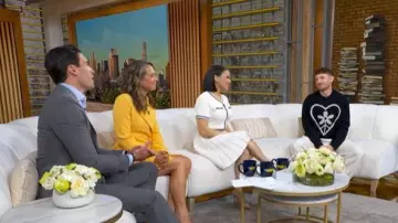 All Saints Finden Oversized Fit Sweater worn by Chris Perfetti as seen in Good Morning America on May 12, 2026