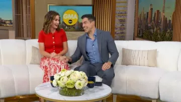 Maje Cropped Short Sleeve Cardigan worn by Rebecca Jarvis as seen in Good Morning America on May 13, 2026
