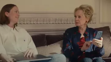 Khaite Rose Print Button Down Shirt worn by Deborah Vance (Jean Smart) as seen in Hacks(S05E02)