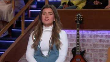 Retrofete Stevie Embellished Denim Dress worn by Kelly Clarkson as seen in The Kelly Clarkson Show on  May 11, 2026