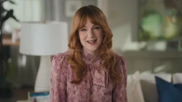 Max Mara Ottanta Floral Print Blouse worn by Ashley Padilla as seen in Saturday Night Live (S51E18)