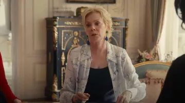 Khaite Minta Toile-Print Collared Top worn by Deborah Vance (Jean Smart) as seen in Hacks(S05E05)