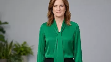 The View Dr. Kathleen Jordan Green Silk Neck Tie Blouse as seen in The View
