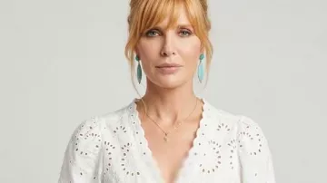 Dutton Ranch Kelly Reilly White Eyelet Top worn by Beth Dutton (Kelly Reilly) as seen in Dutton Ranch