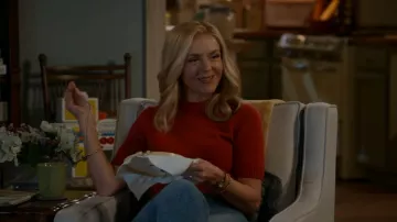 Frame Short Sleeve Cashmere Sweater worn by Audrey McAllister (Rachel Bay Jones) as seen in Georgie & Mandy's First Marriage (S02E19)