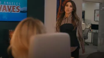 H&M Burgundy/striped Shirt worn by Ali Lee (Brenda Song) as seen in Running Point (S02E09)