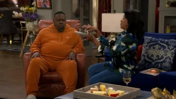 Sergio Tacchini Chenille Hoodie Sweatsuirt worn by Calvin Butler (Cedric the Entertainer) as seen in The Neighborhood (S08E19)