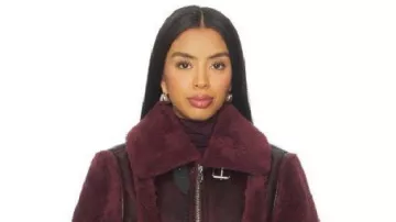 Marshals Burgundy Cropped Leather Jacket worn by (Morgan Lindholm) as seen in Marshals (S01)