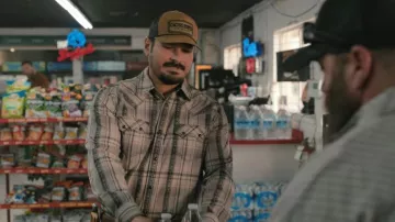 Moonshine Spirit® Men's Load Plaid Print Long Sleeve Snap Western Shirt worn by Azul (J.R. Villarreal) as seen in Dutton Ranch (S01E01)
