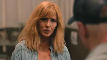 Foundrae Initial 18 Karat Gold Diamond Necklace worn by Beth Dutton (Kelly Reilly) as seen in Dutton Ranch (S01E01)