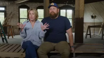 Z Supply All Day Knit Denim Shirt worn by Erin Napier as seen in Home Town: Inn This Together (S01E02)