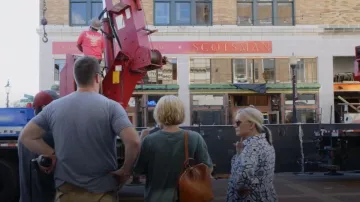 Dooney & Bourke Florentine Zip Pod Backpack worn by Erin Napier as seen in Home Town: Inn This Together (S01E02)