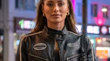 TOWIE Courtney Green Black Leather Jacket worn by Self (Courtney Green) as seen in The Only Way Is Essex
