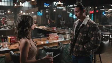 Wrangler Men's Southwestern Print Sherpa Lined Trucker Jacket worn by Miles Kittle (Tatanka Means) as seen in Marshals (S01E10)