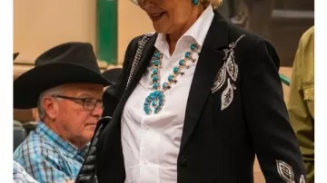 Annette Bening Dutton Ranch 2026 Floral Embellished Blazer worn by Beulah Jackson (Annette Bening) in Dutton Ranch