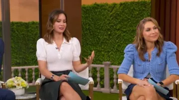 L'Agence Delilah Cropped Textured Cardigan worn by Lori Bergamotto as seen in Good Morning America on May 18, 2026