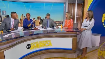 Anthropologie Pleated Buckle Midi Shirt Dress worn by Ginger Zee as seen in Good Morning America on May 18, 2026