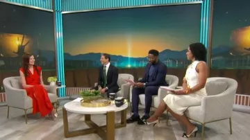 Victoria Beckham Twist Dress worn by Geena Davis as seen in CBS Mornings on May 13, 2026