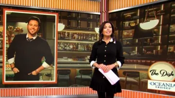 Vestido Cinq a Sept Lucilla que lleva Meg Oliver visto en CBS Mornings el 16 de mayo de 2026