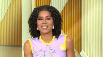 Moschino Jeans Lavender Lemon Tank Dress worn by Adriana Diaz as seen in CBS Mornings on May 16, 2026