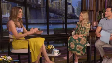 Victoria Beckham Paneled Satin and Cady Midi Dress worn by Mandy Moore as seen in LIVE with Kelly and Mark on May 19, 2026