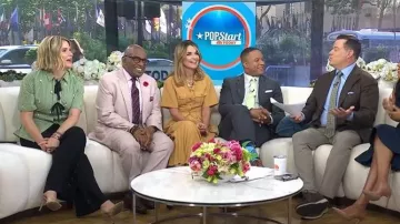 Lela Rose Embroidered Striped Cotton Bow Front Shirt worn by Jenna Bush Hager as seen in Today on May 19, 2026