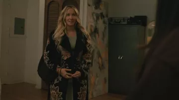 Farm Rio Marvelous Garden Embroidered Floral Fleece Coat worn by Juliet Woodbent (Anna Camp) as seen in Elsbeth (S03E18)
