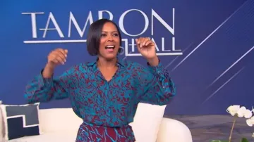 Dries Van Noten Turquoise Print Loose Shirt worn by Tamron Hall as seen in Tamron Hall Show on May 18, 2026
