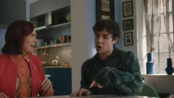 John Varvatos Fardella Abstract Fuzzy Cardigan worn by Teddy Tascioni (Ben Levi Ross) as seen in Elsbeth (S03E19)