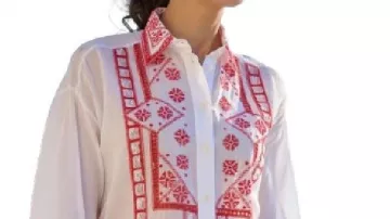 Emily In Paris BTS Embroidered Shirt worn by Emily Cooper (Lily Collins) as seen in Emily in Paris (S06)