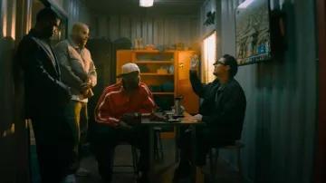 Vetements Red Oval Logo Gym Track Jacket worn by Deon (Quincy Isaiah) as seen in Nemesis (S01E02)